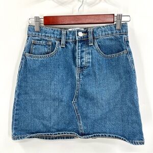 OLD NAVY Girl's Medium Wash Hidden Button Fly Y2K Denim Skirt Size L